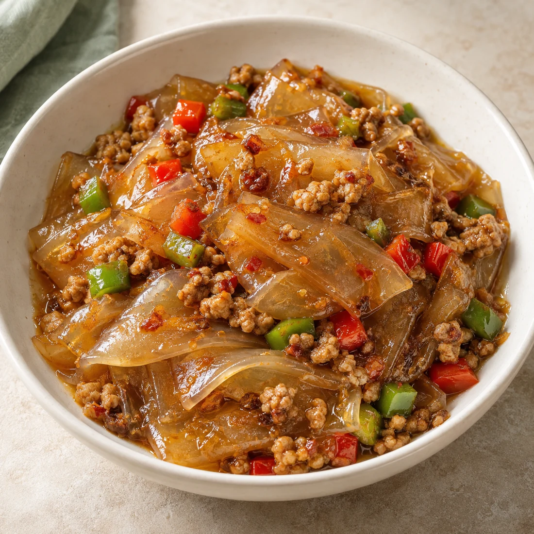 XO醬肉碎炒水晶粉皮（意頭菜）